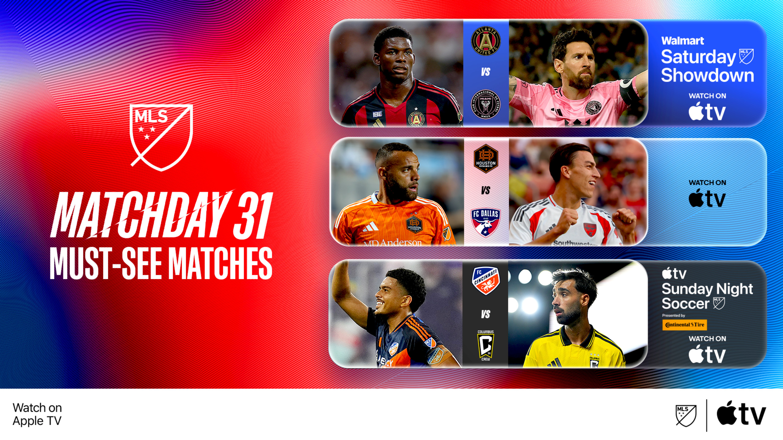 MLS Matchday 31 spotlight: Inter Miami-Atlanta showdown, Texas Derby at Houston, and Hell is Real in Cincinnati