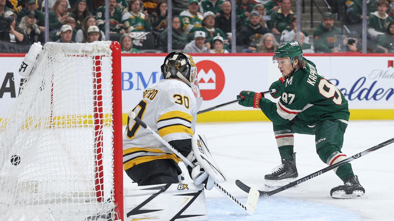 Kaprizov scores twice as Minnesota Wild beat Boston Bruins 4-1 in home opener