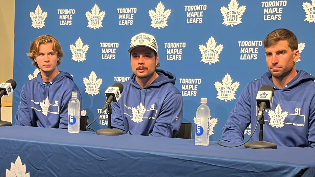 Maple Leafs first pick Gavin McKenna joins John Tavares and Auston Matthews at Toronto media day