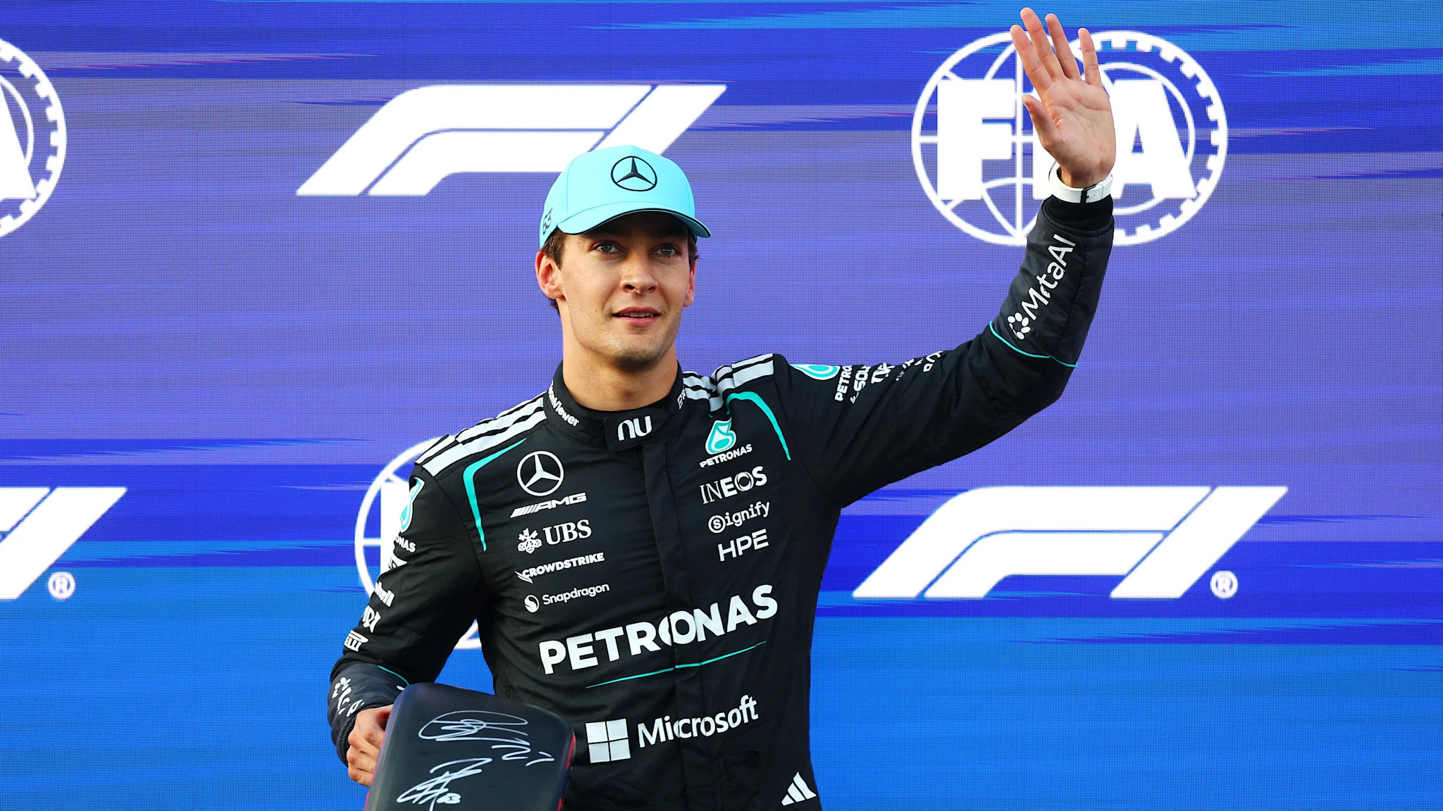 Russell celebrates ‘perfect lap’ as he takes pole for the Azerbaijan Grand Prix in Baku