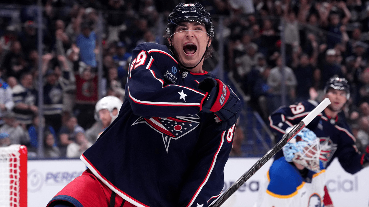 Matthew Knies records two goals and an assist as Columbus Blue Jackets beat Buffalo Sabres 6-3 in season opener
