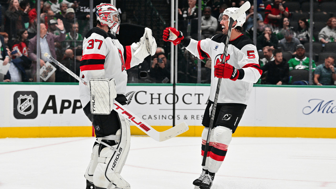 Connor Hellebuyck shines in Devils debut, stopping 17 shots in 5-1 win over Dallas Stars