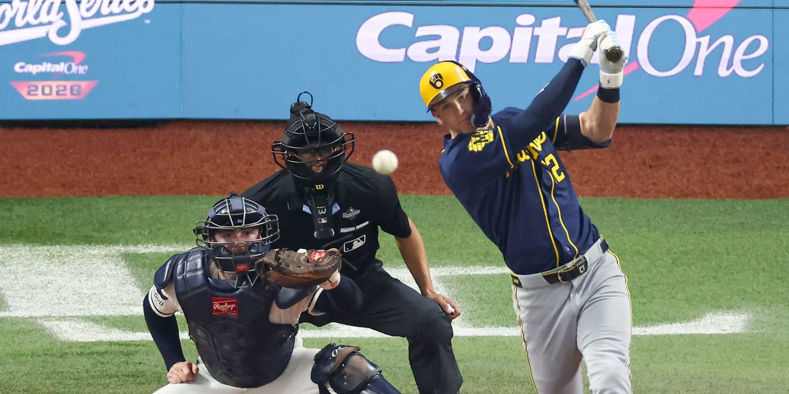 Cooper Pratt sets World Series rookie record with hit in six straight at-bats for the Milwaukee Brewers