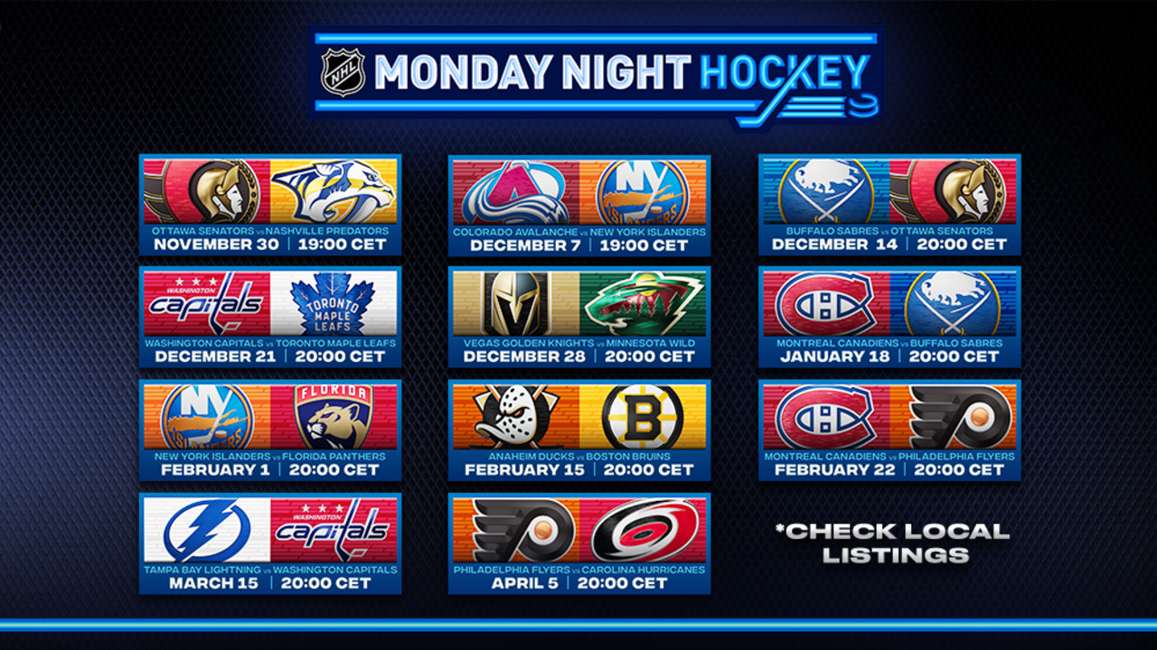 NHL launches “NHL Monday Night Hockey” in European prime time starting Nov. 30