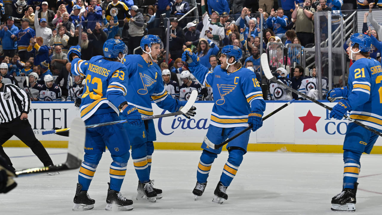 Philip Broberg’s third-period power-play goal lifts St. Louis Blues over Winnipeg Jets 2-1 at Enterprise Center