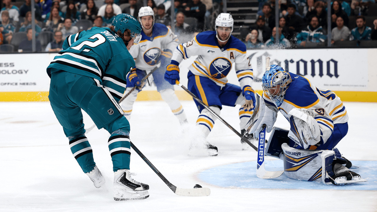 Colten Ellis makes 23 saves as Buffalo Sabres blank San Jose Sharks 2-0 to end skid