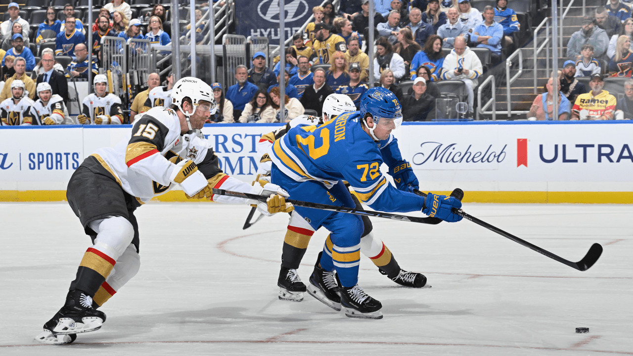 St. Louis Blues roll to 6-2 win over Vegas Golden Knights as Justin Barron posts first career four-point game