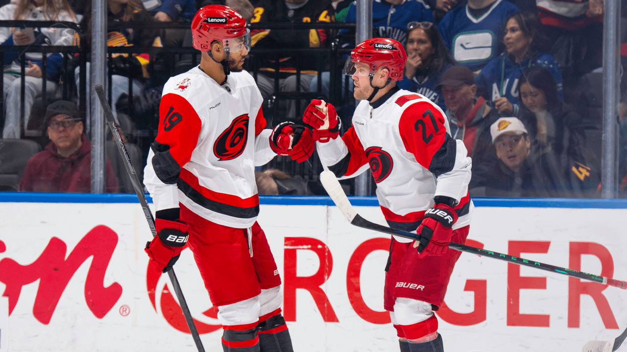 Hurricanes score six, rally late to defeat slumping Canucks 6-3 at Rogers Arena