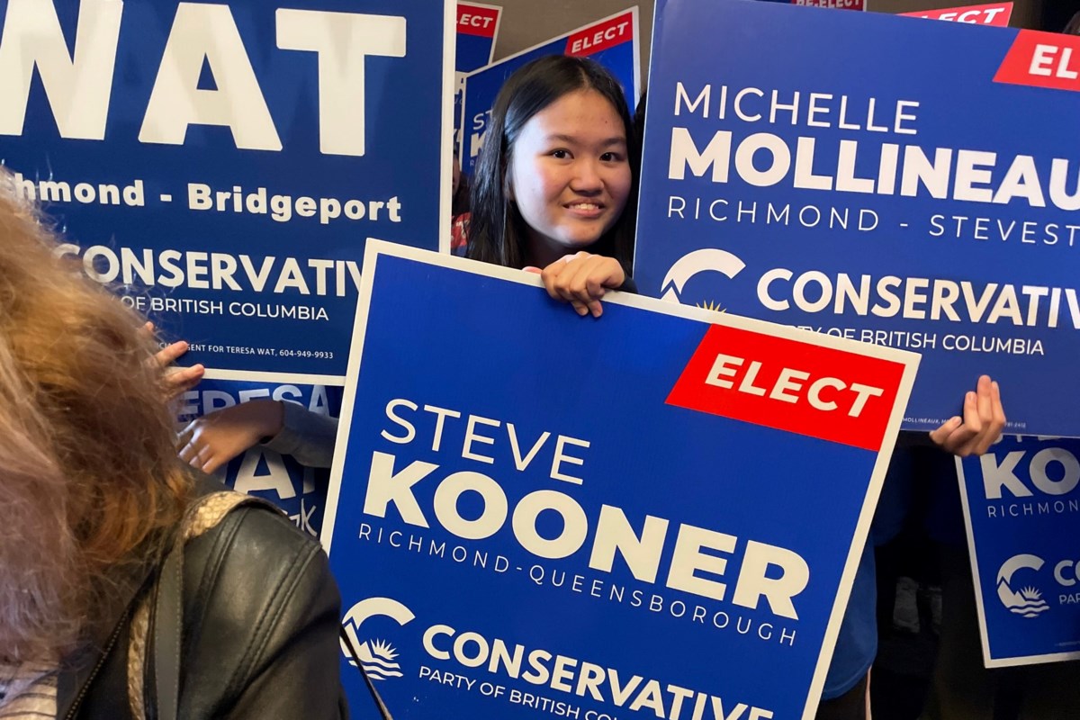 Richmond Conservatives Steve Kooner and Teresa Wat run Oct. 24 as NDP candidate Kelly Greene exits