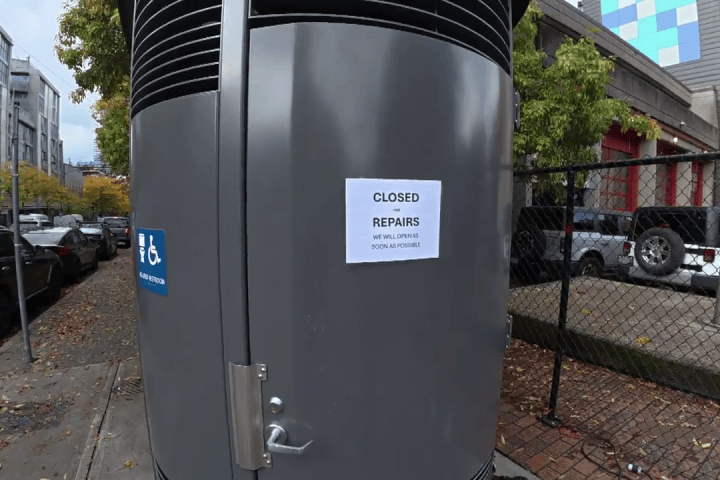 Downtown Eastside public toilet at Main and Powell closed for repairs less than five months after opening