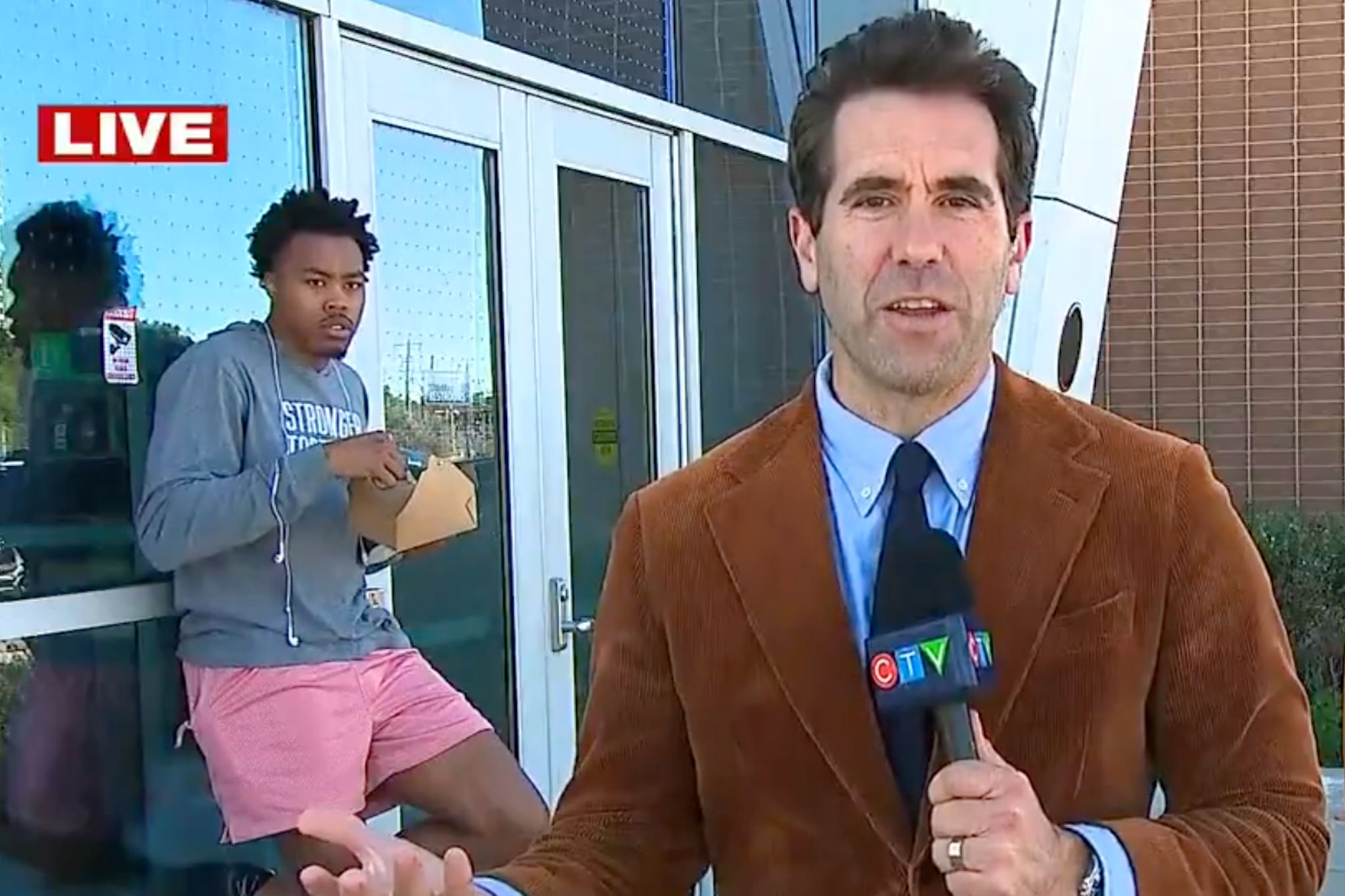 Scottie Barnes crashes a live Raptors segment outside the OVO Athletic Centre