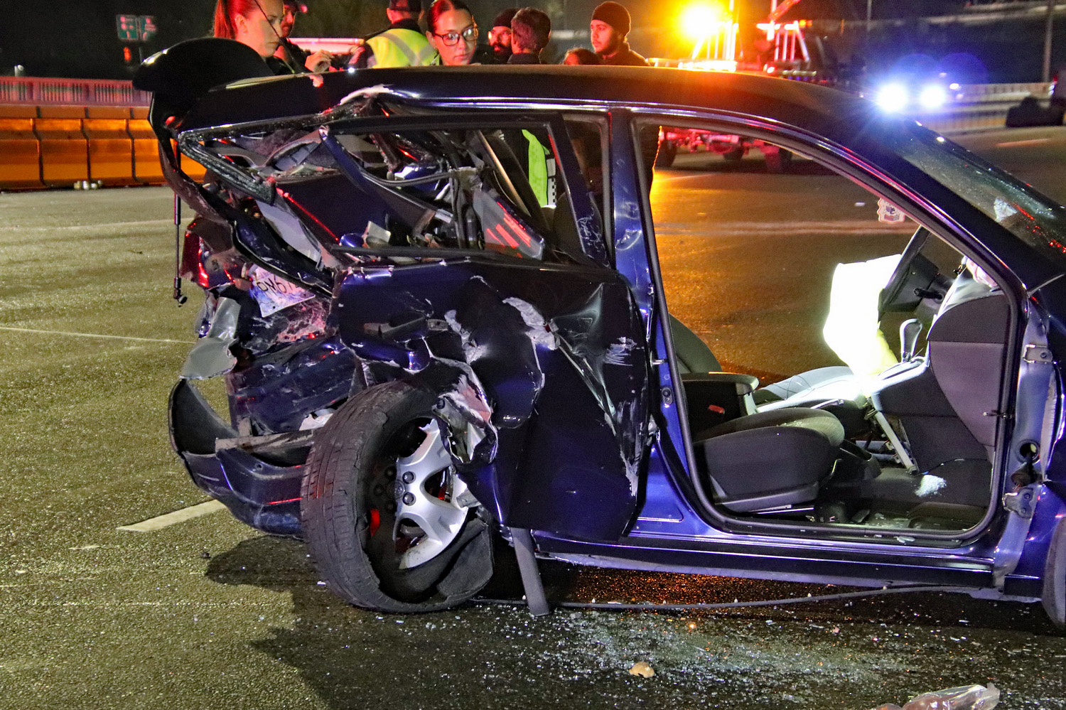 Three taken to hospital after nine-vehicle crash on Alex Fraser Bridge southbound