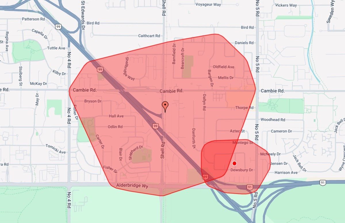 Downed wires leave 1,000+ Richmond customers without power; restoration expected around 5:15 p.m.