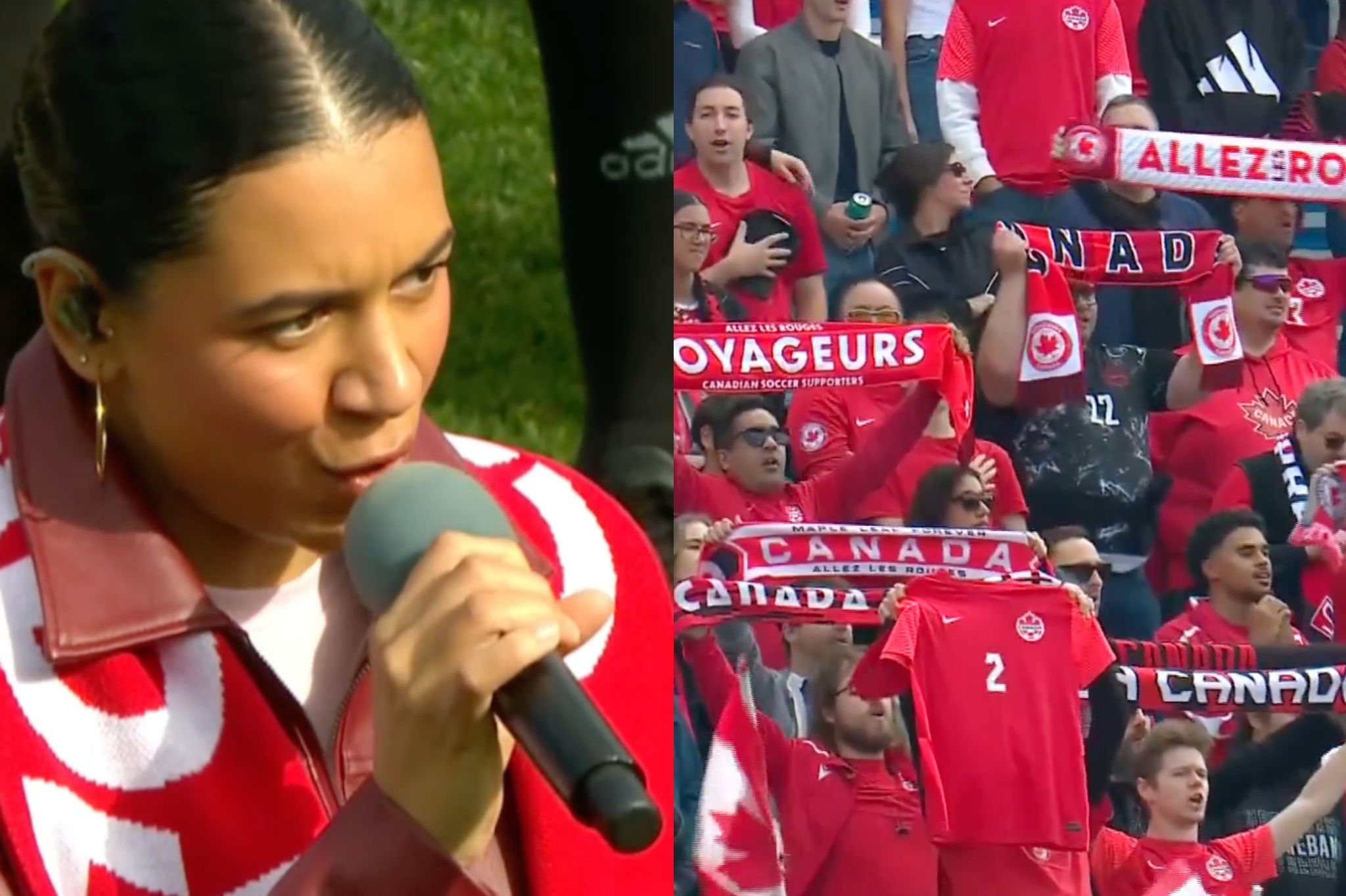 O Canada singer appeared to forget lyrics before Canada–Peru friendly, with crowd helping save it