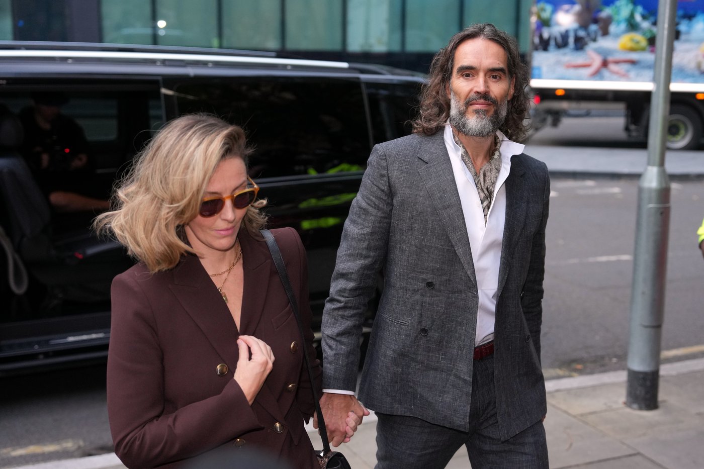 Russell Brand arrives at Southwark Crown Court as his trial on rape and sexual assault charges begins