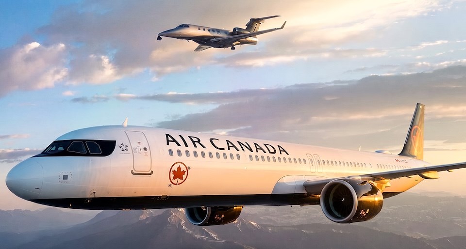 Air Canada filmed an Airbus A321XLR on Oct. 16 with air-to-air video around Metro Vancouver