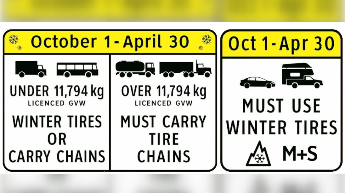 Winter tires required on most B.C. highways starting Oct. 1, with fines for improper tread