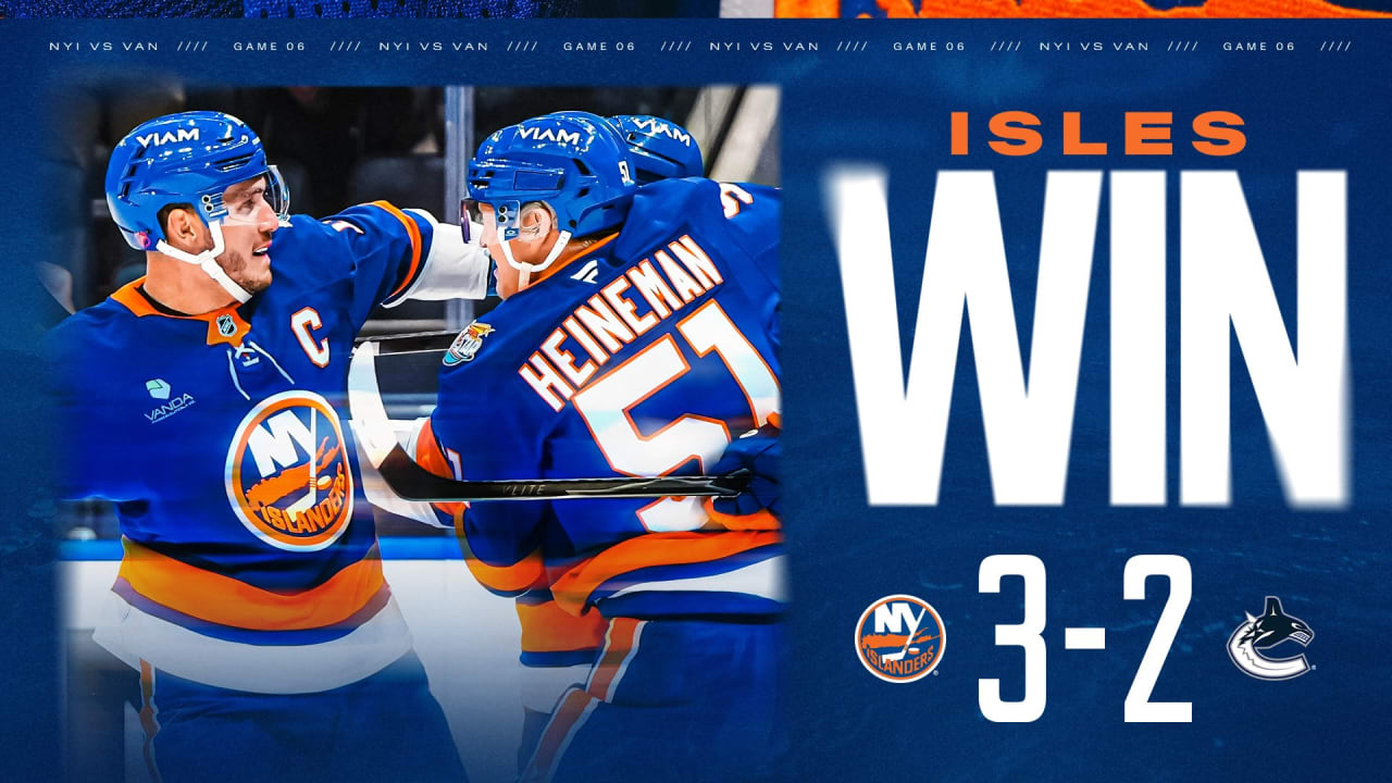 Islanders beat Canucks 3-2 as New York scores at 14:57 and 15:50 of the first, then at 5:38 of the third