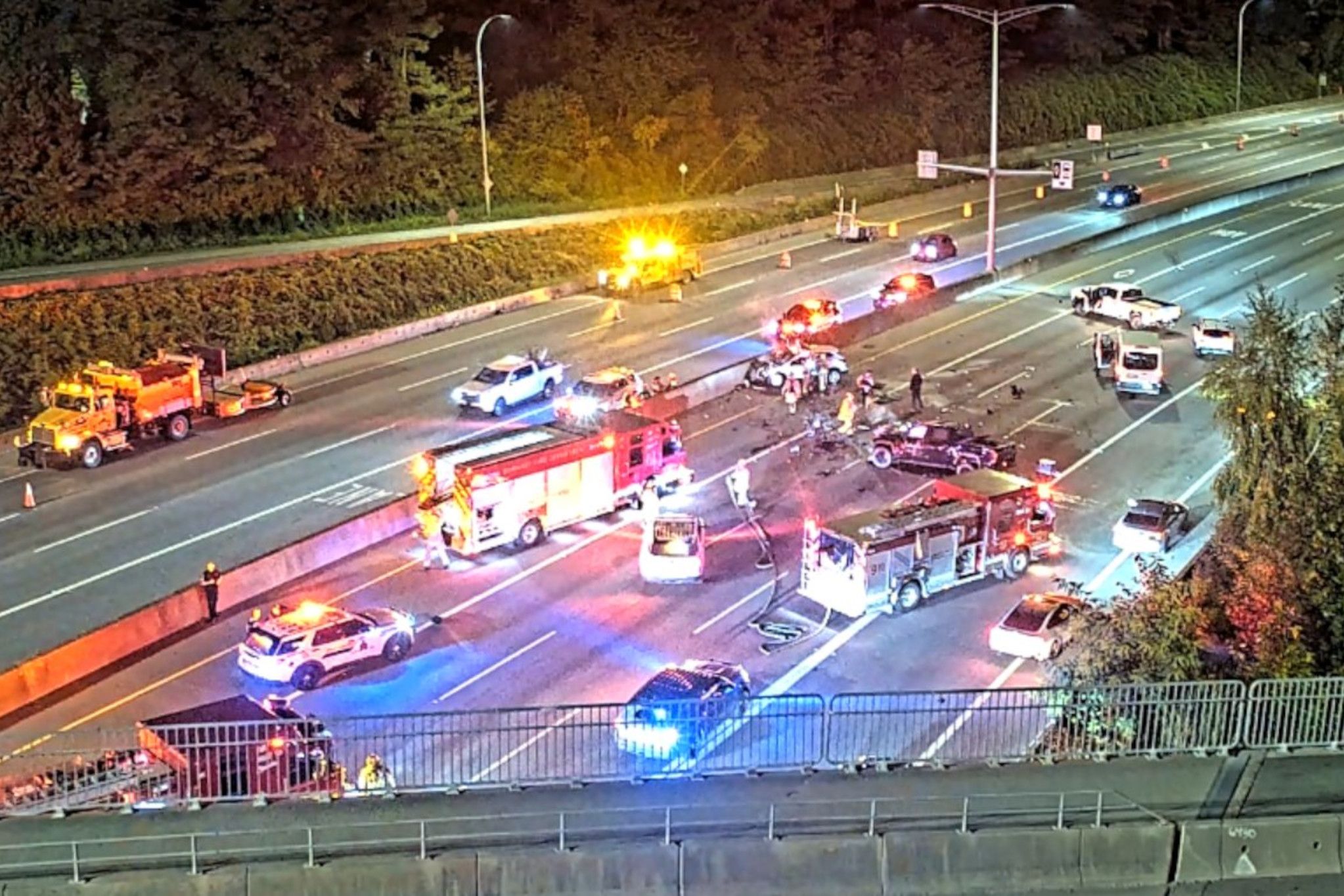 Highway 1 closed in Burnaby during investigation after serious crash; major delays expected
