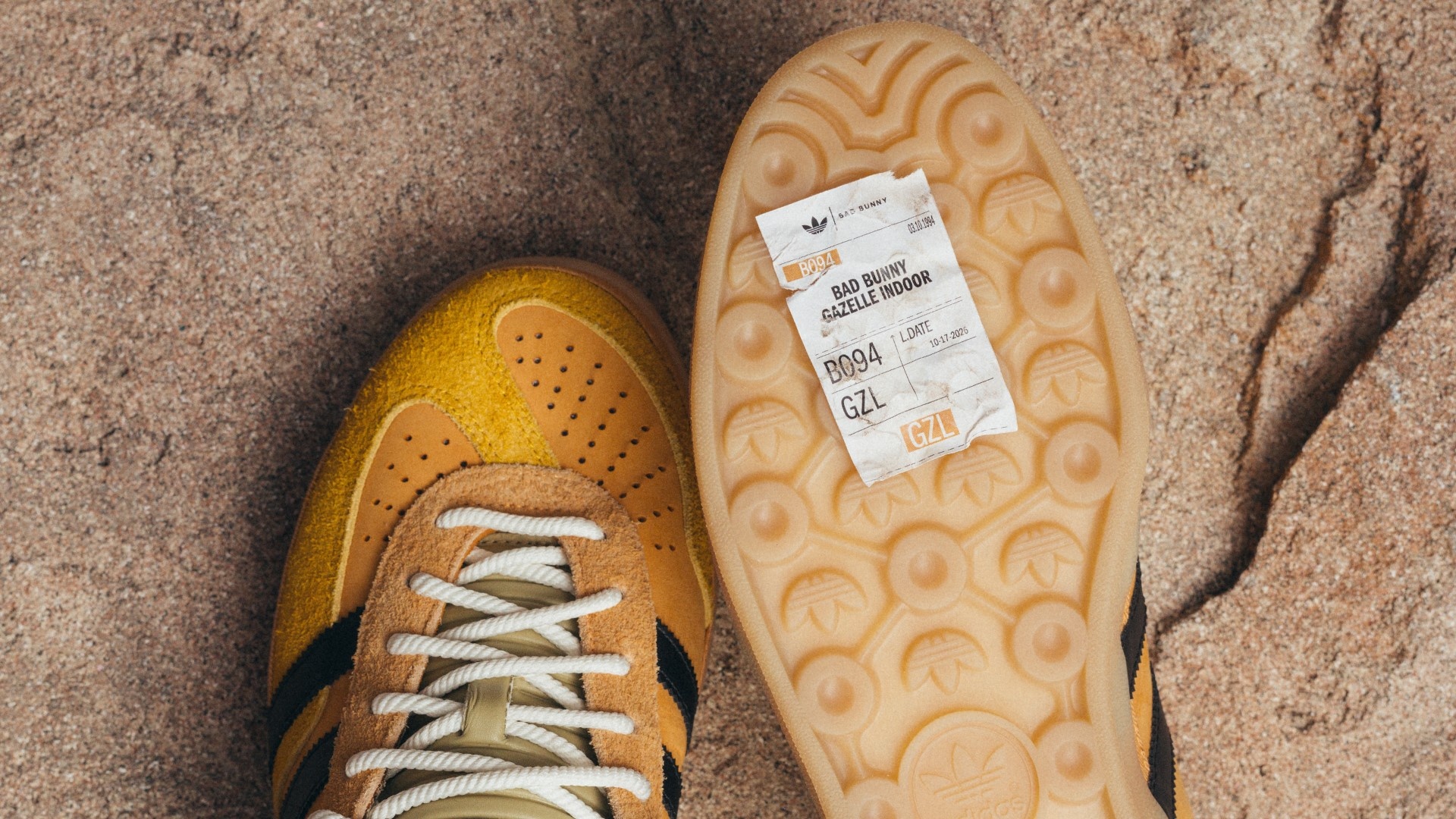 Bad Bunny’s adidas Gazelle catches a Caribbean sunset in Solar Gold