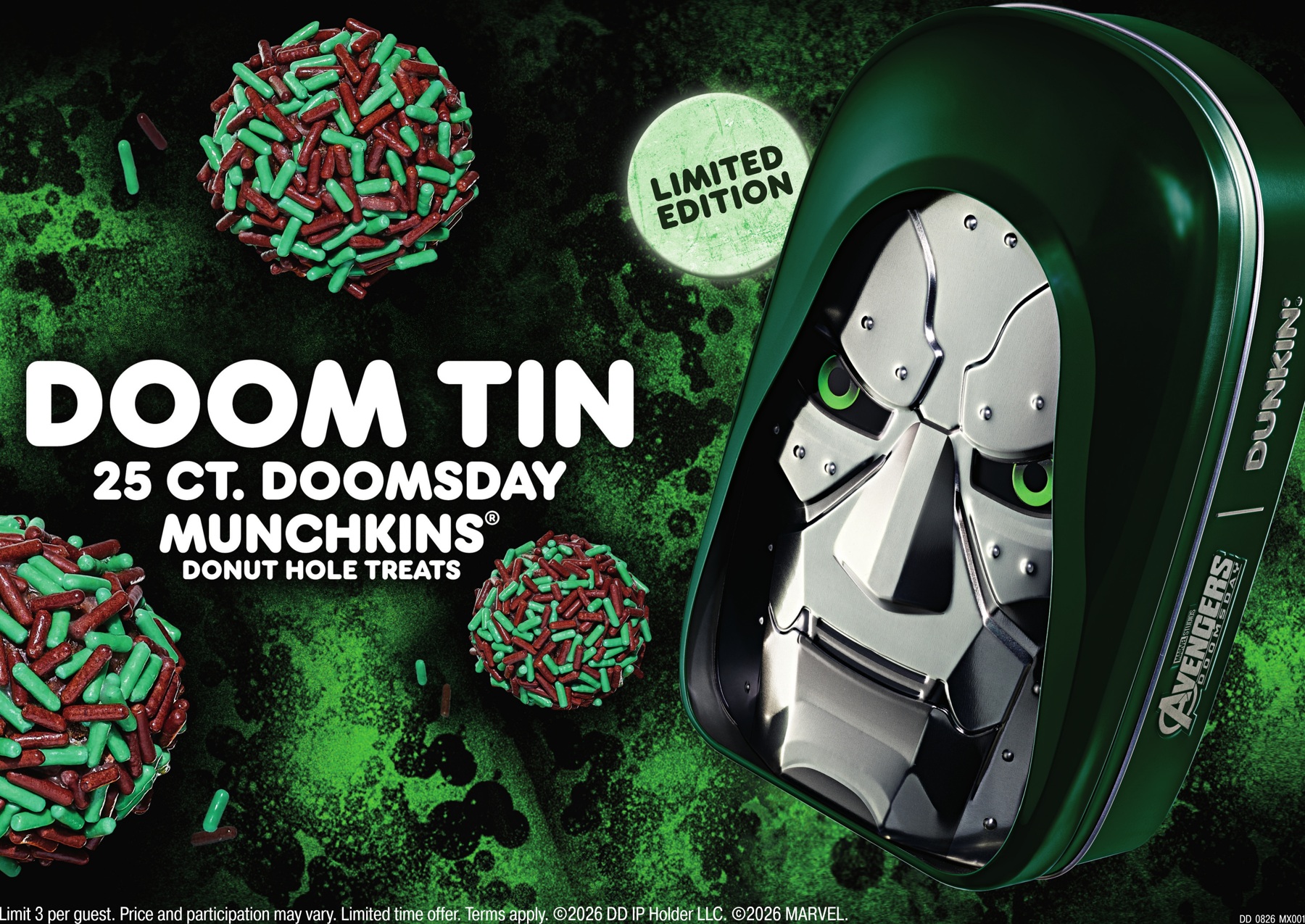 Dunkin’s Doctor Doom tin gives Munchkins a villainous new home